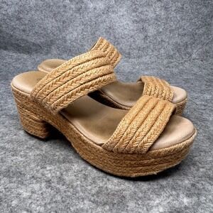 Chocolat Blu Gal Platform Sandals Braided Raffia Natural Womens Size 7 Boho